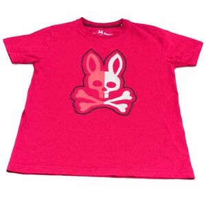 💖💖Psycho Bunny Youth Burgandy Graphic T-Shirt Bunny Skull Logo💖💖